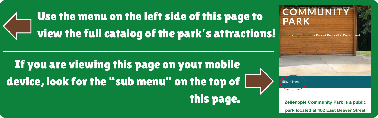 Use the menu to view full catalog of park's attractions